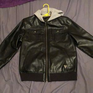 Guess hoodie leather jacket
